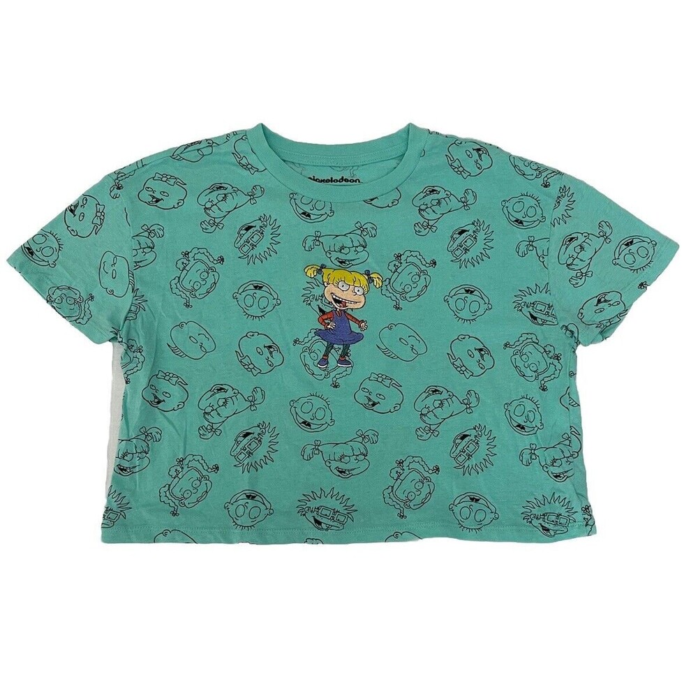 Nickelodeon Rugrats Angelica Embroidered Crop Top Short Sleeve Size L Y2K